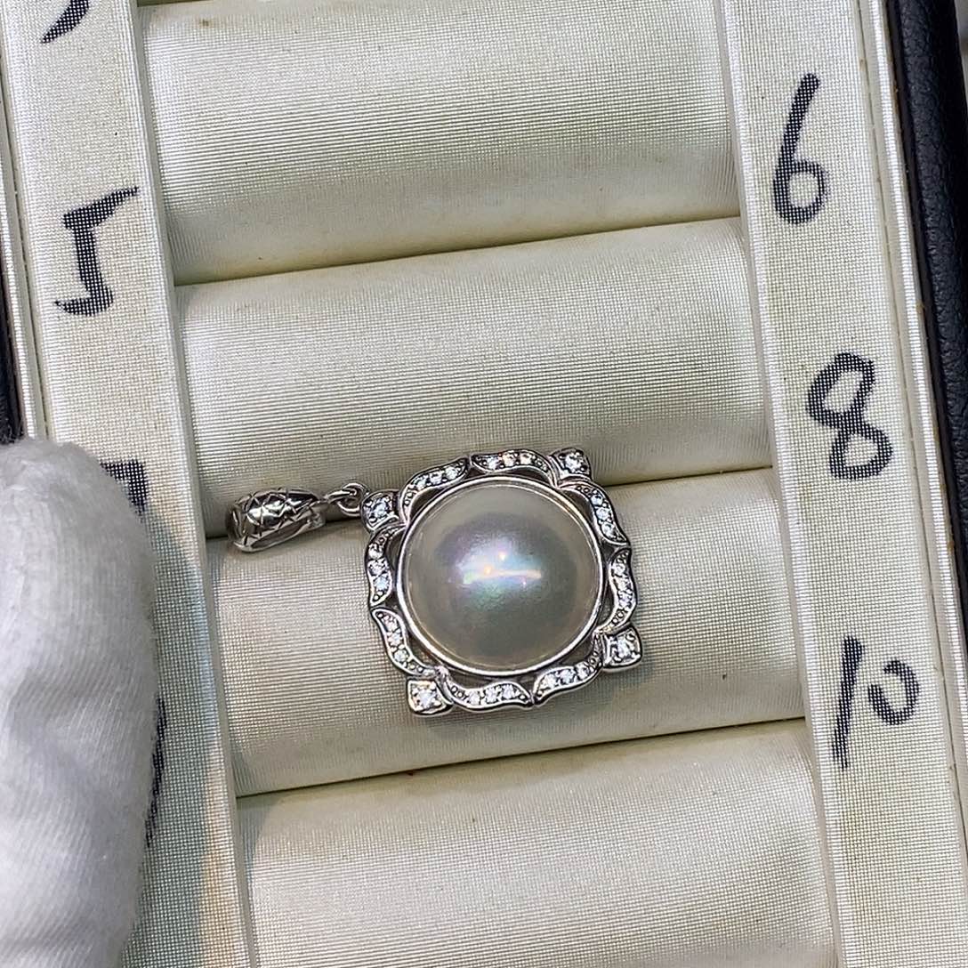 拼合珍珠（马贝珠）银S925镶嵌颈饰