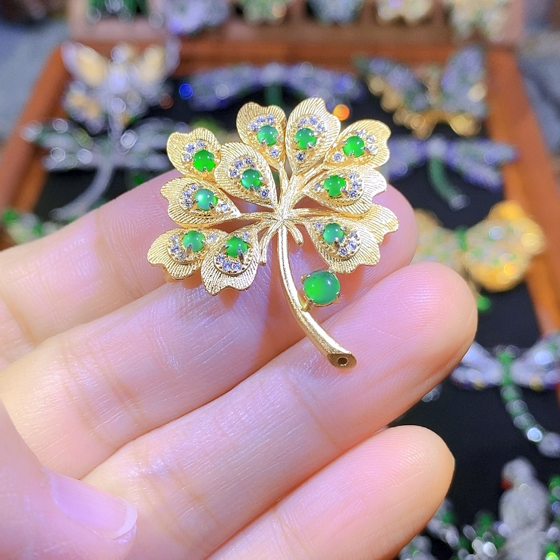 吊坠(不含链)银S925镶嵌翡翠