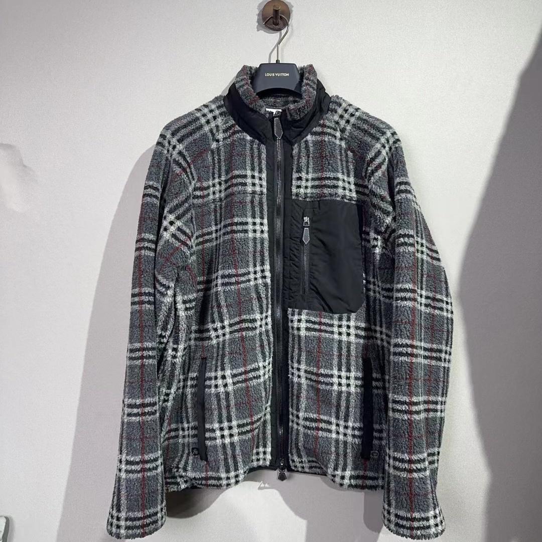 99新 BURBERRY/博柏利 格纹摇粒绒泰迪外套/尺码：XL/已鉴定洗护