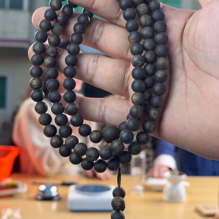 沉香手串奇楠沉水圆珠7mm多圈27克