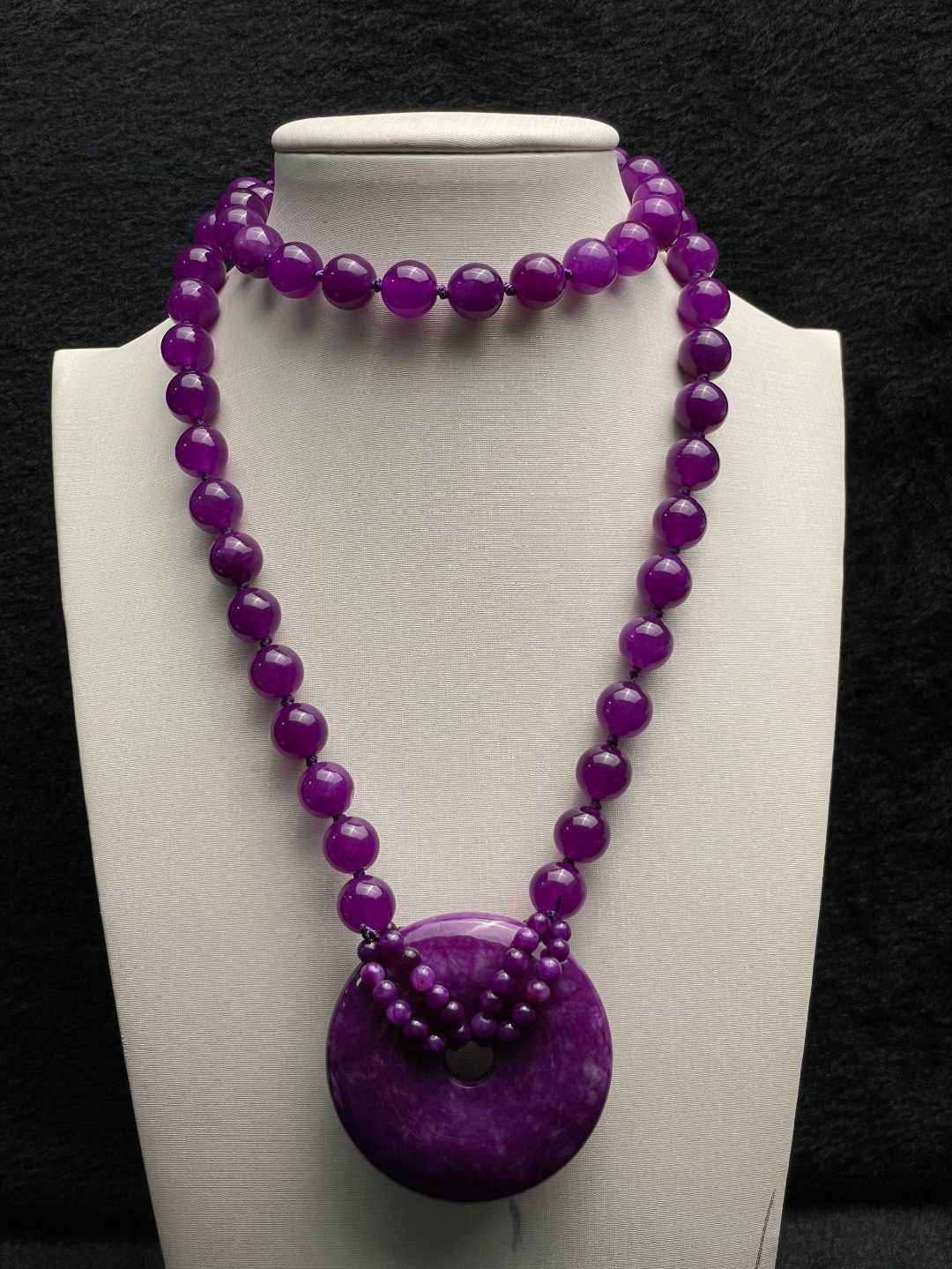 A55深紫平安扣套链女款