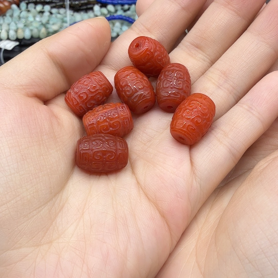 珠宝半成品水晶未镶嵌11×15回纹珠一颗