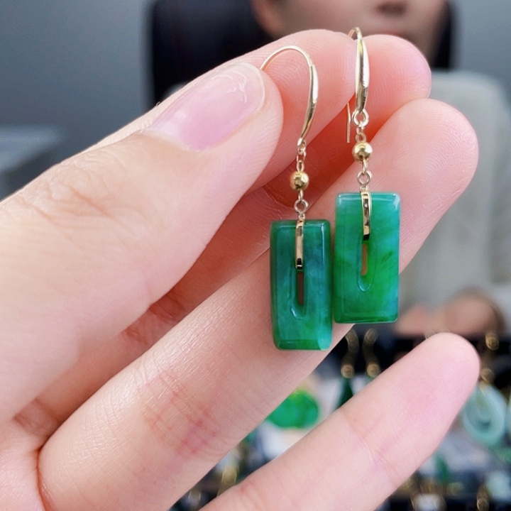 翡翠耳饰18K金镶嵌饰品