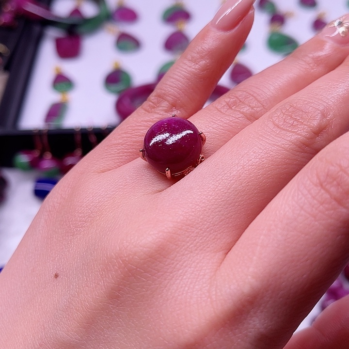 红宝石戒指银S925镶嵌
