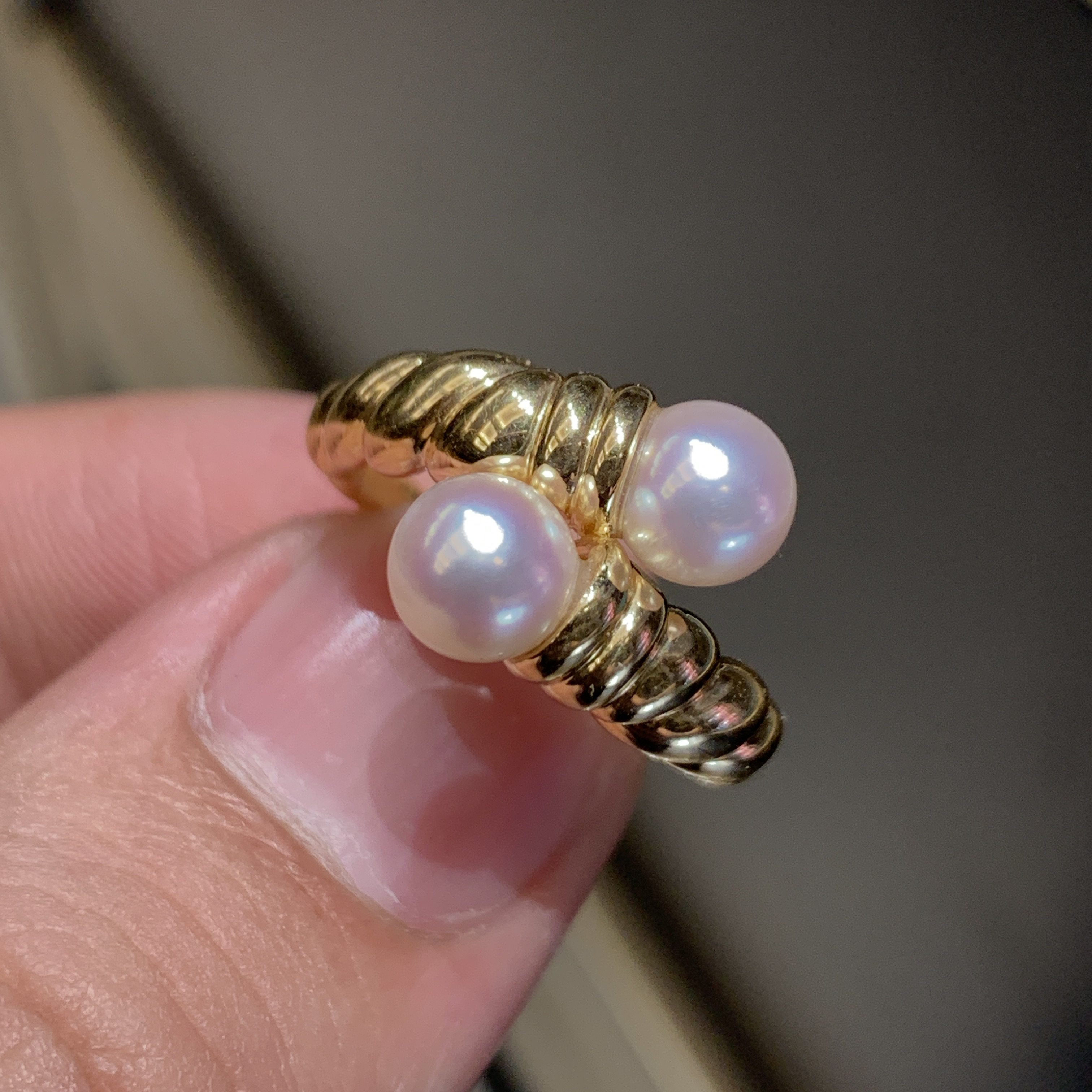 18K双头珍珠戒指