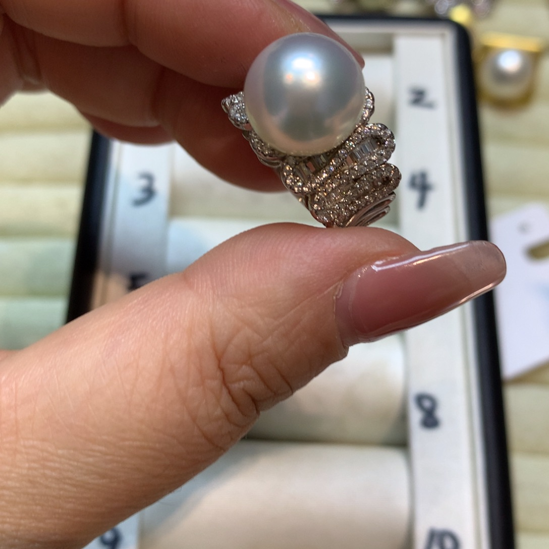海水珍珠戒指银S925镶嵌
