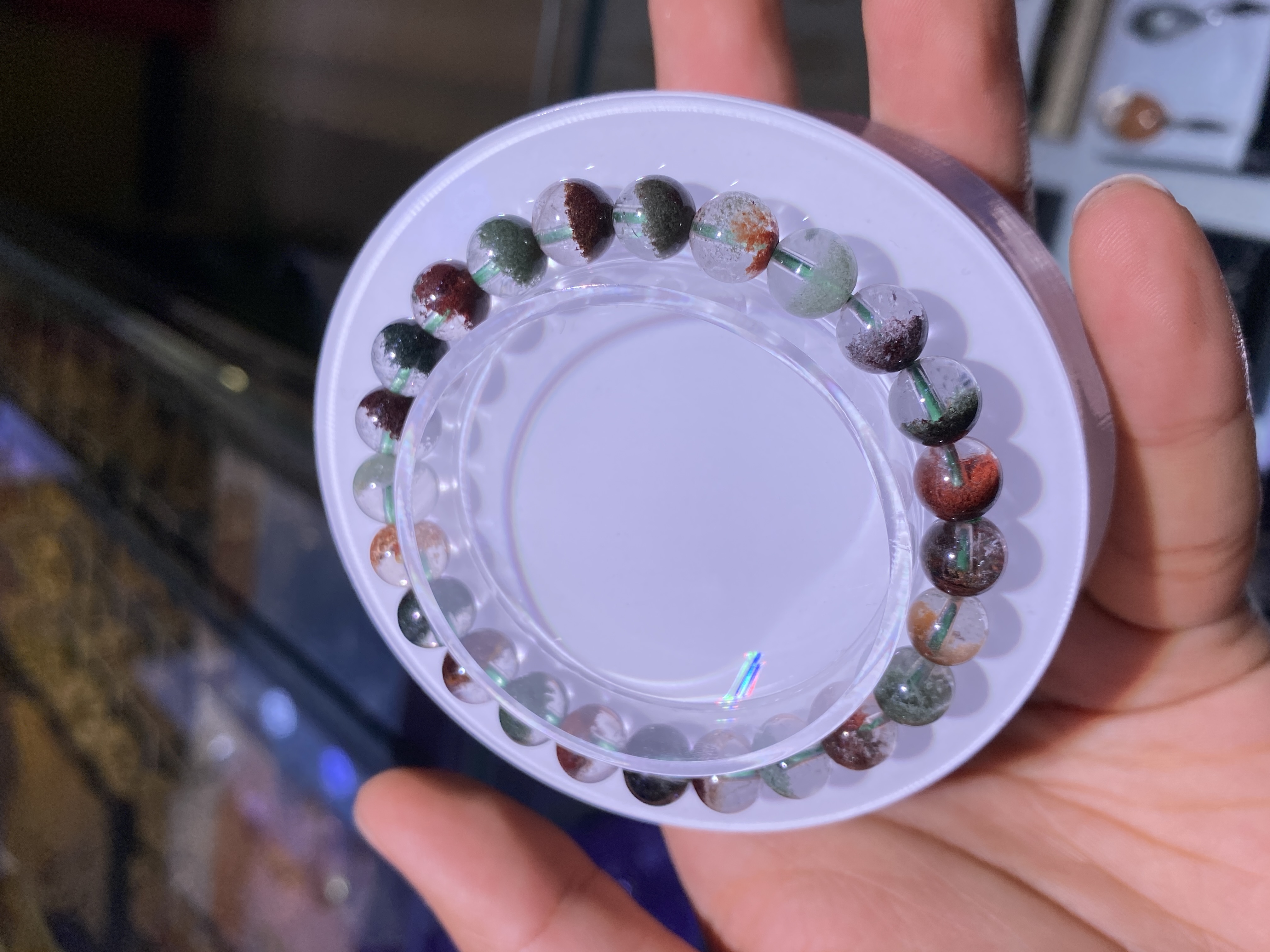 天然四季彩幽灵手串8mm
