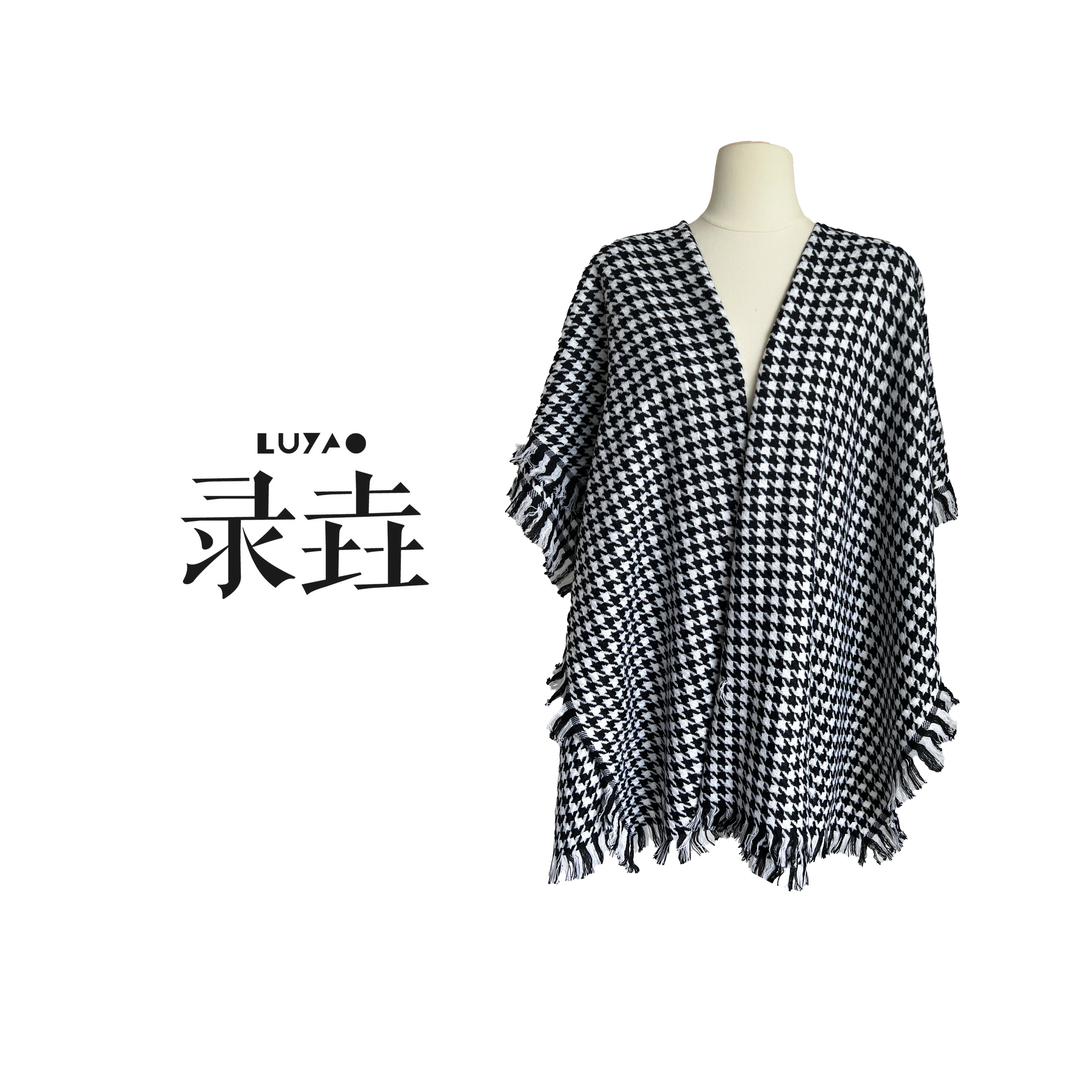【LUYAO.录垚原创】“千鸟格”-百搭编织围巾（216cm*85cm）