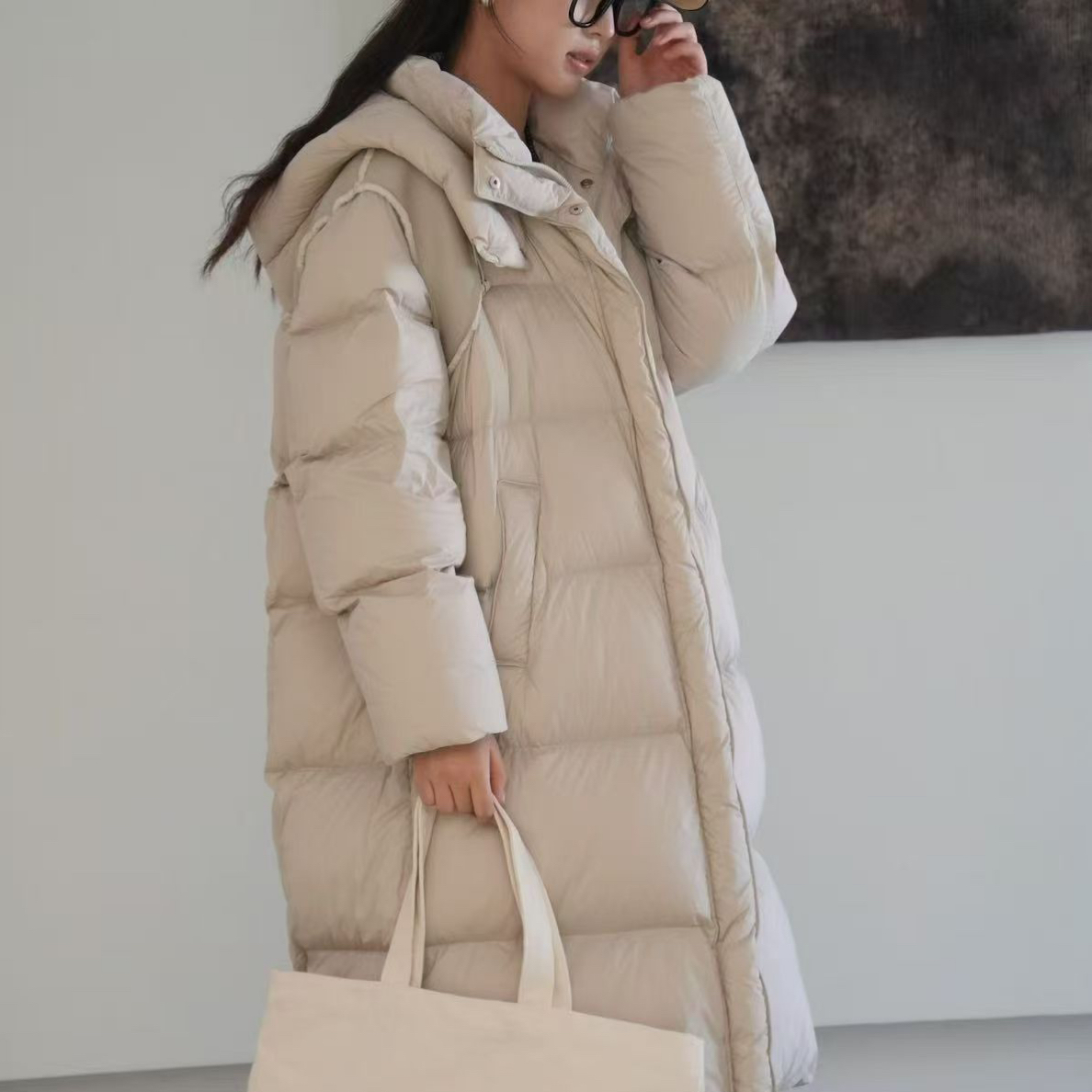 大被子韩版宽松泡芙大码羽绒服外套女冬新款长款过膝加厚面包服潮