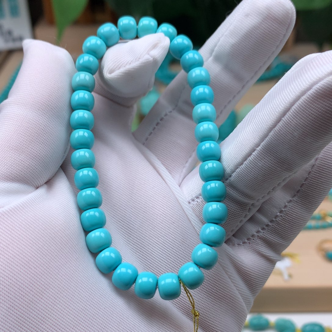 绿松石全品6.5老型手串未镶嵌