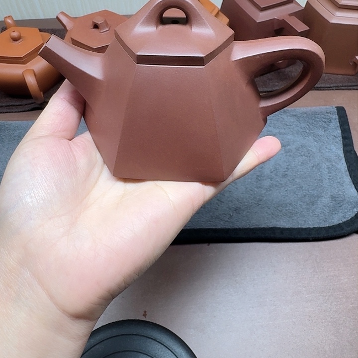 茶壶紫泥半手工六方霸王石瓢180cc