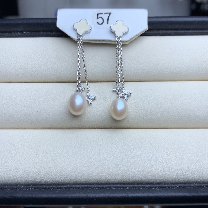 淡水珍珠耳饰银S925镶嵌
