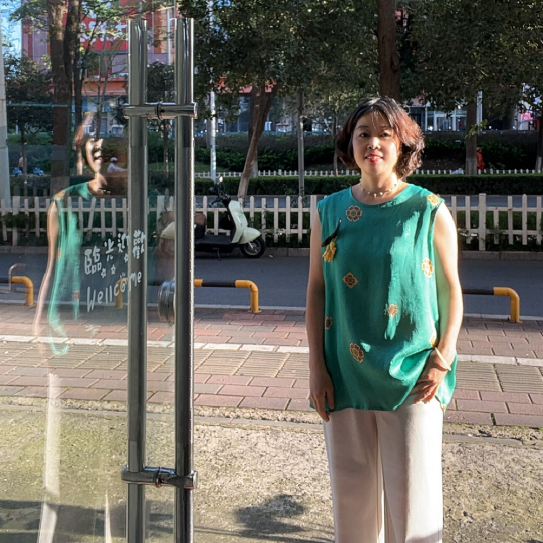 薄款新中式透气绿色圆领衬衫小衫百搭