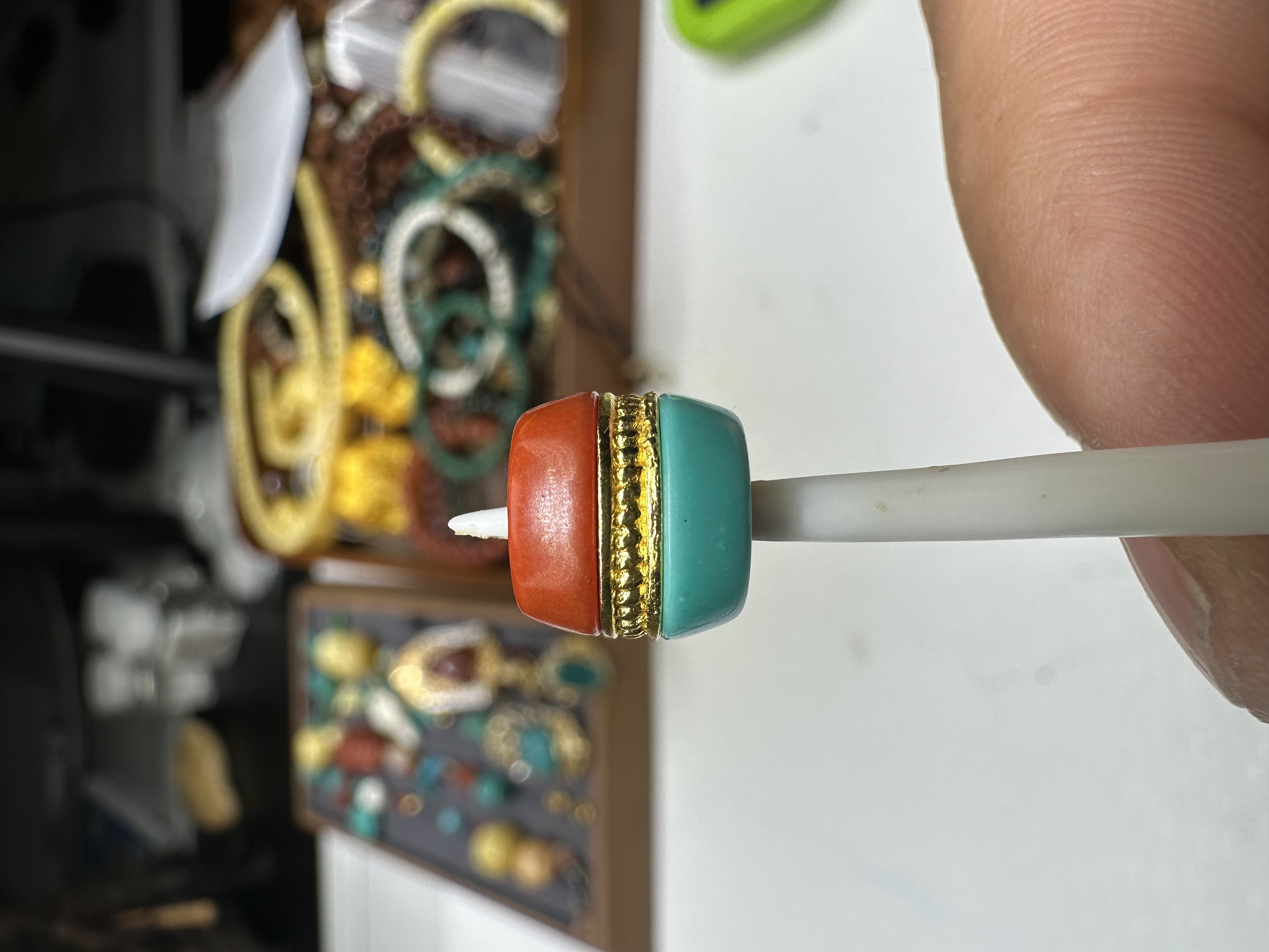 文玩顶珠（10mm）红绿汉堡