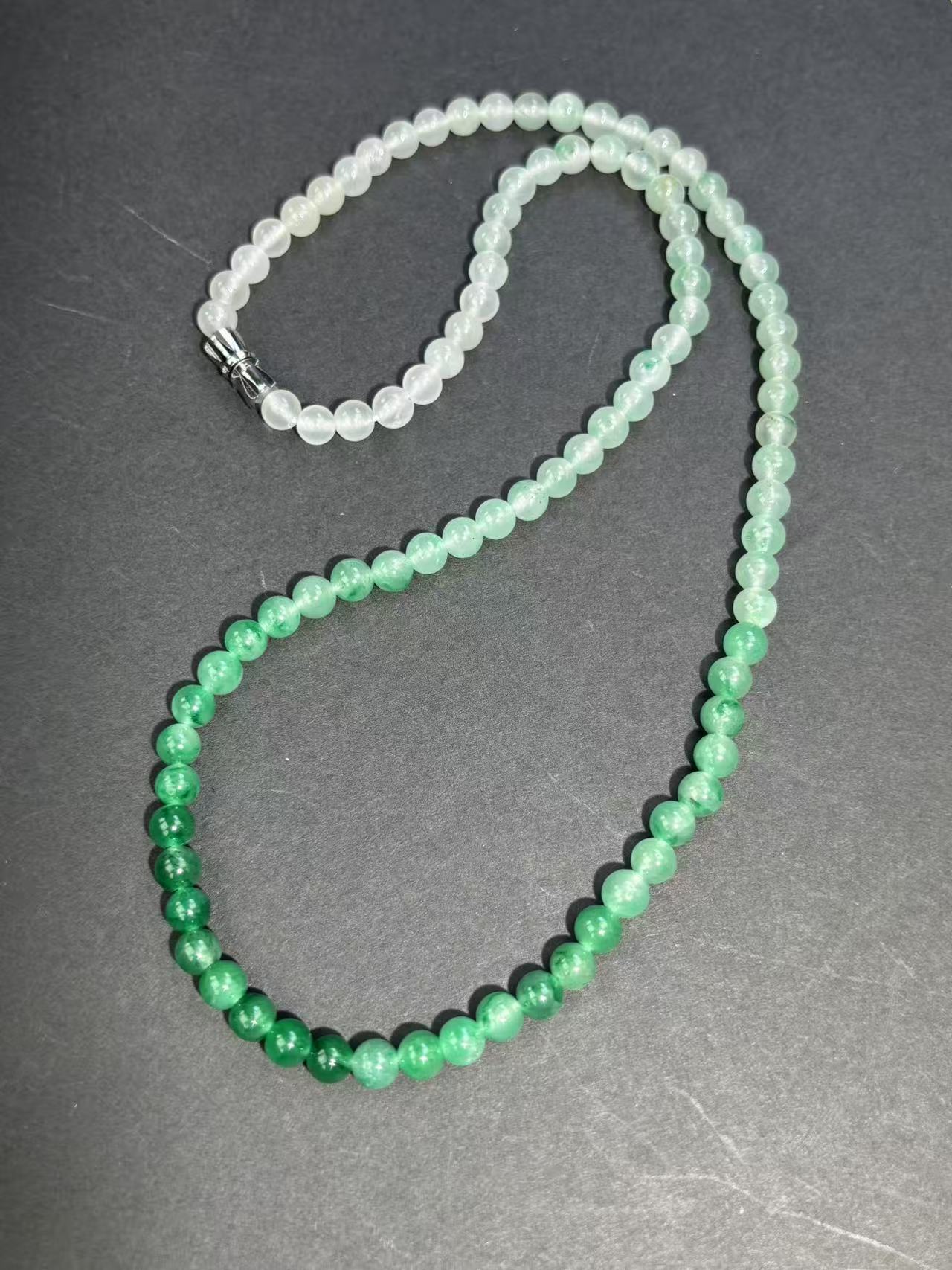 【认真甄选】天然非洲翠渐变冰飘项链6MM万能链女时尚大气复古叠戴