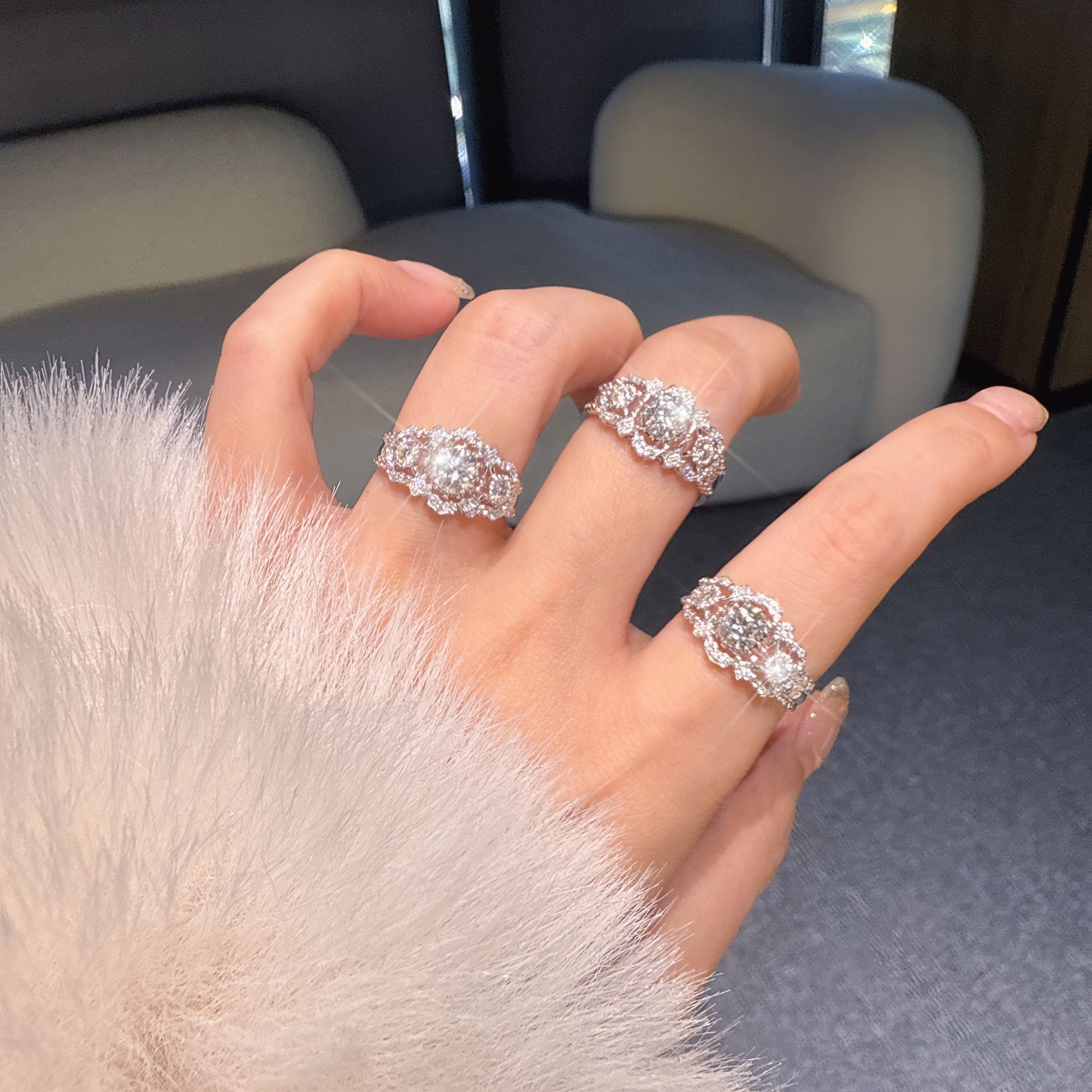 QANNA【三生石】【共1.3克拉 三生三世】设计款求婚钻戒钻石戒指AY