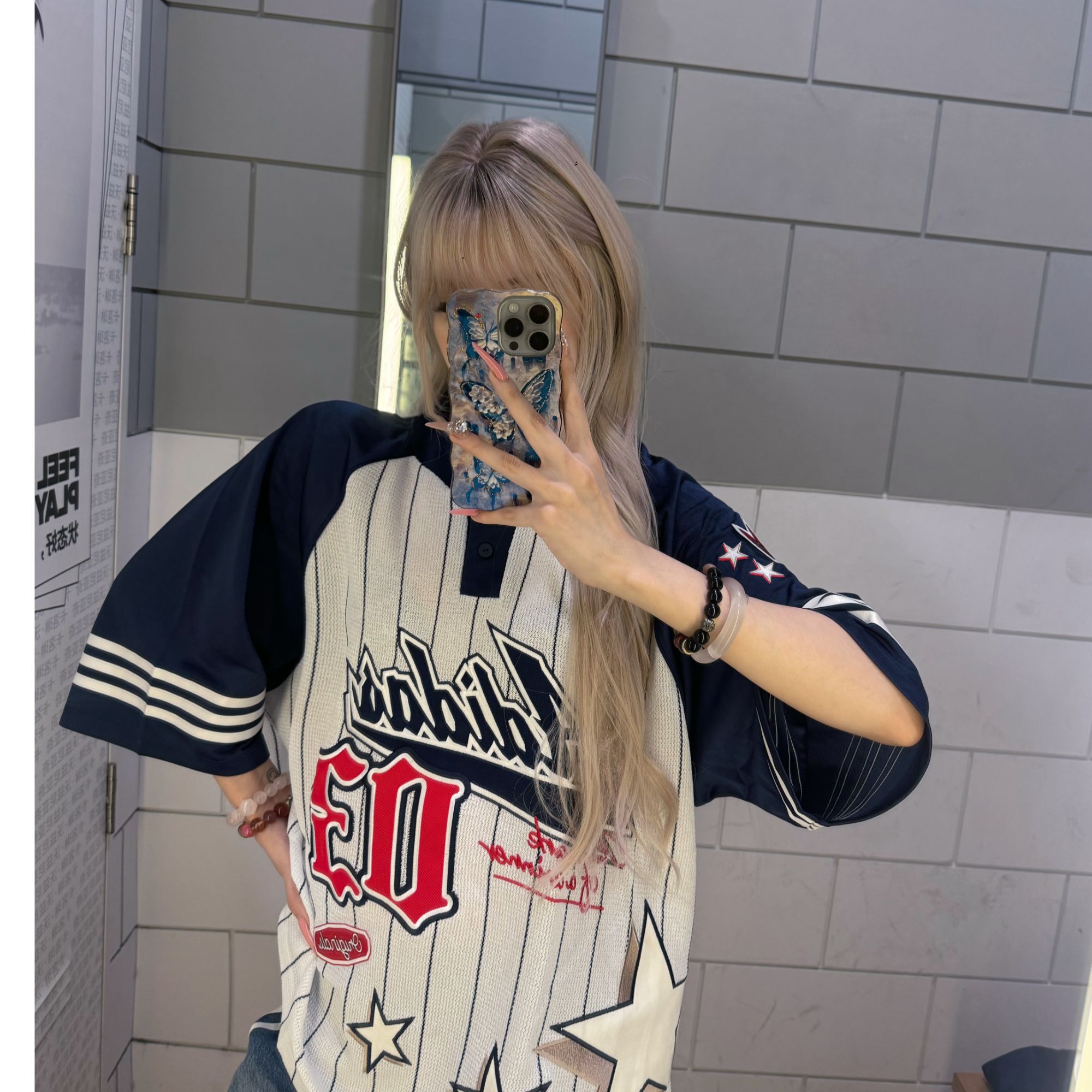 adidas/阿迪达斯BASEBALLTOP美式棒球复古运动宽松短袖球衣KC6288