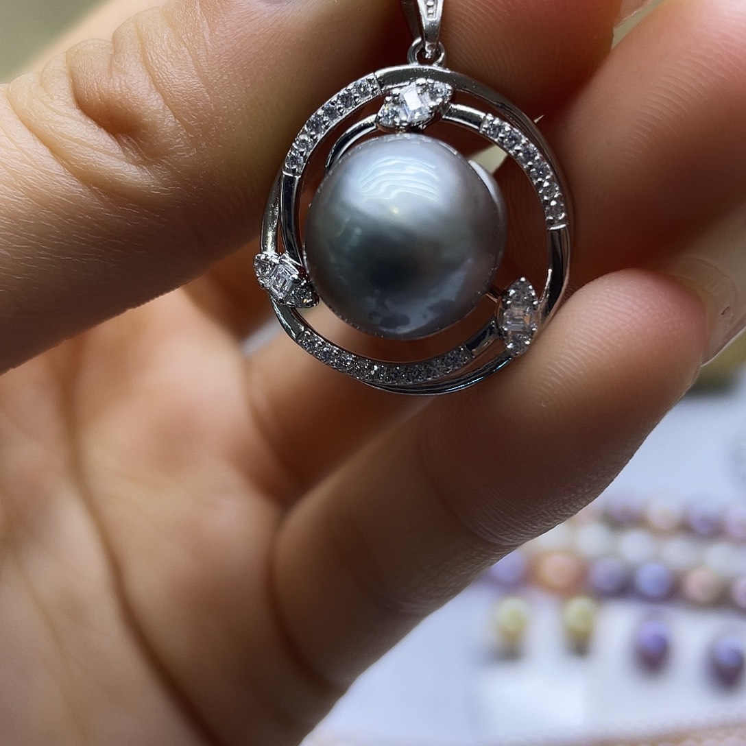 海水珍珠银S925镶嵌颈饰