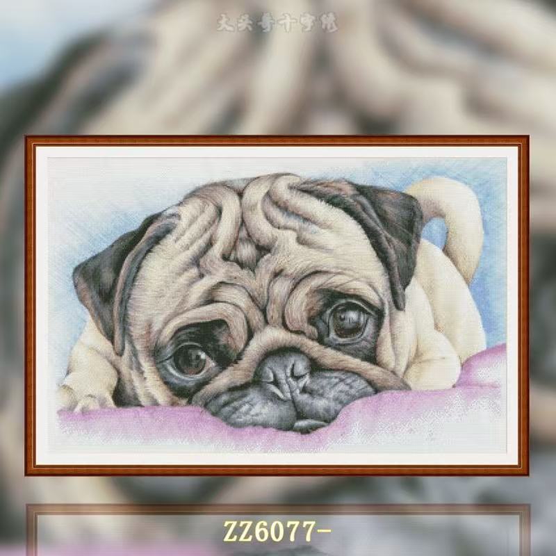 【ZZ6077-巴哥犬】十字绣2025新款客厅餐厅简单简约竖版动物系列