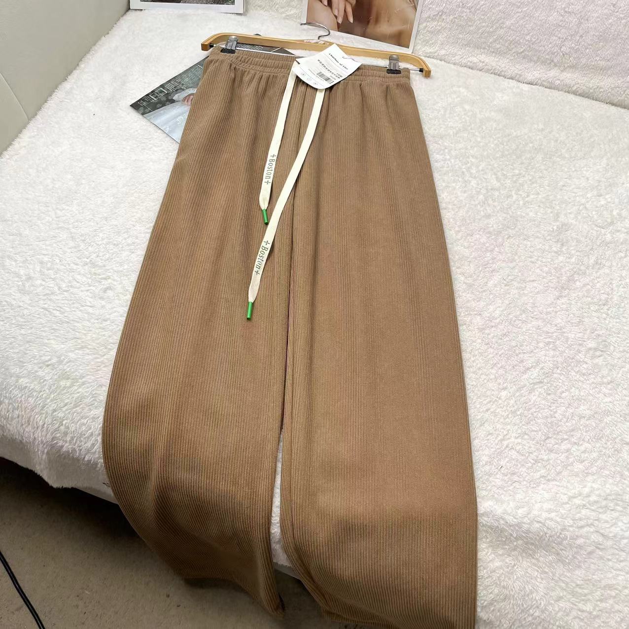 百搭舒适高级感阔腿坑条纹休闲裤 H2219 H2233