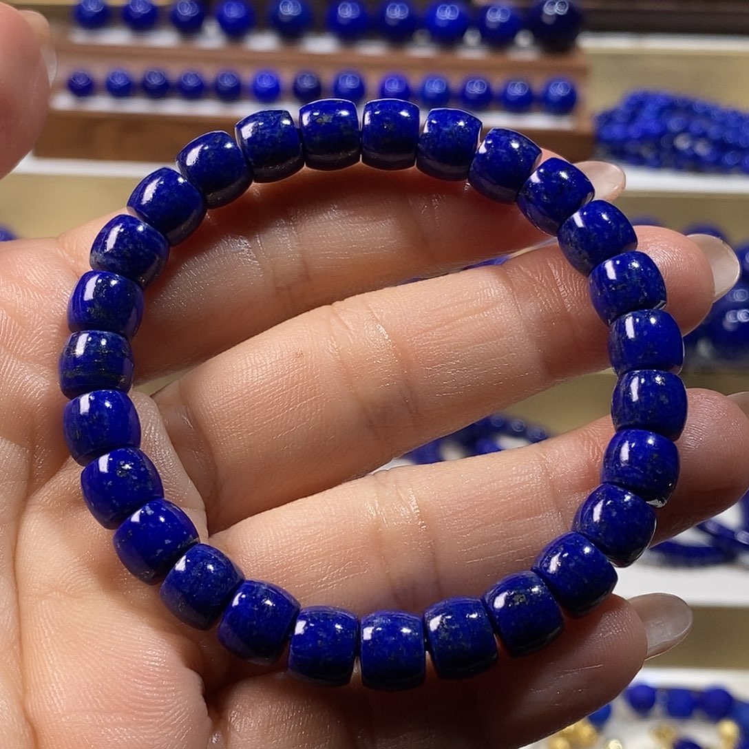 青金石未镶嵌手串8.1m直切