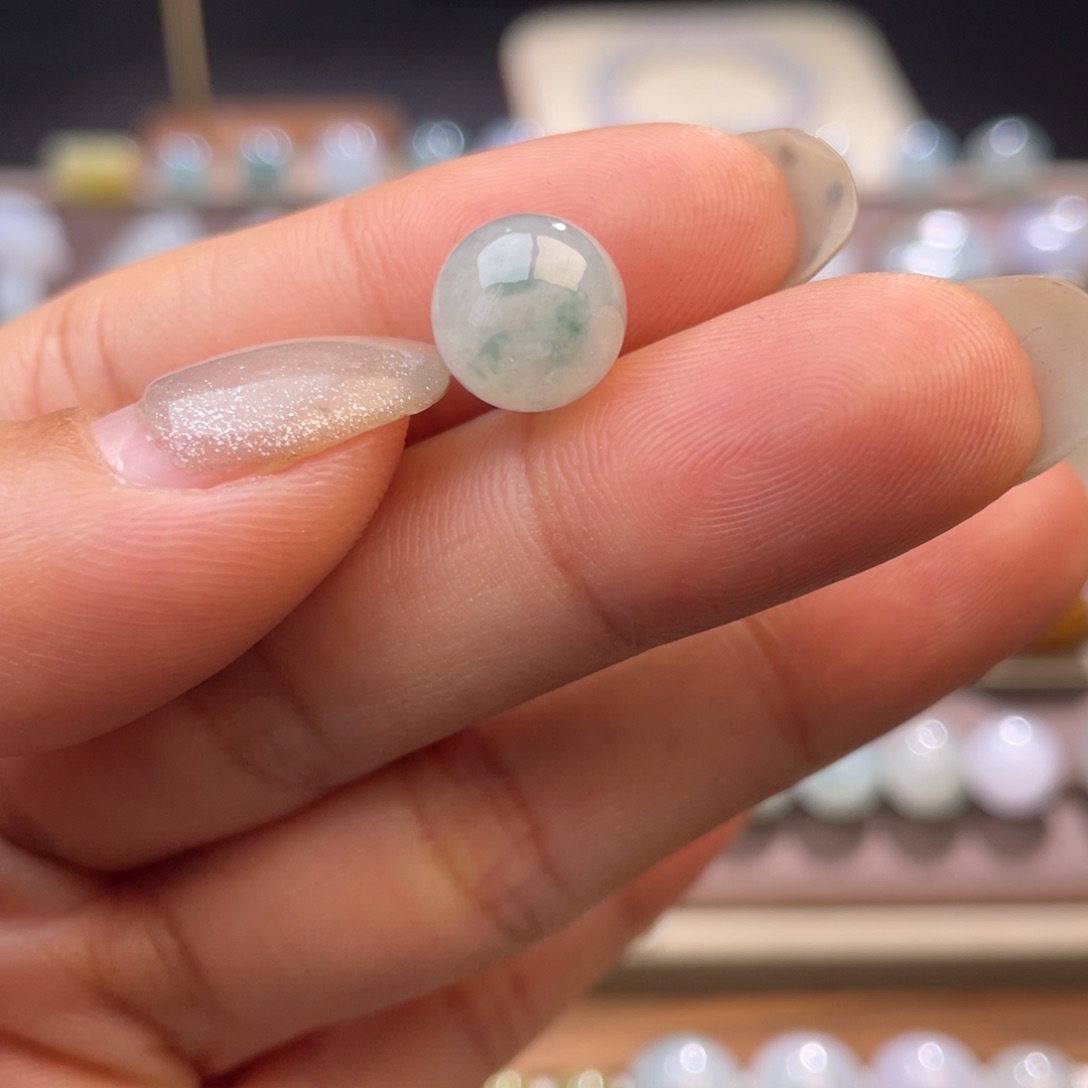 翡翠散珠冰飘花圆珠9.6mm