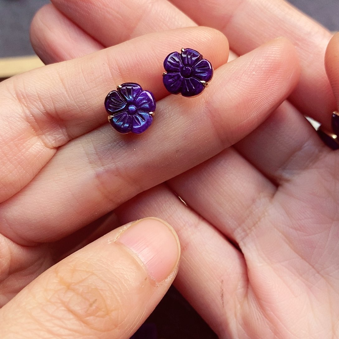 苏纪石（舒俱来）耳饰18K金镶嵌