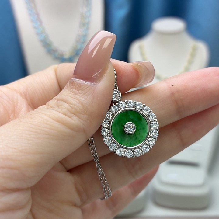 翡翠银S925镶嵌项链