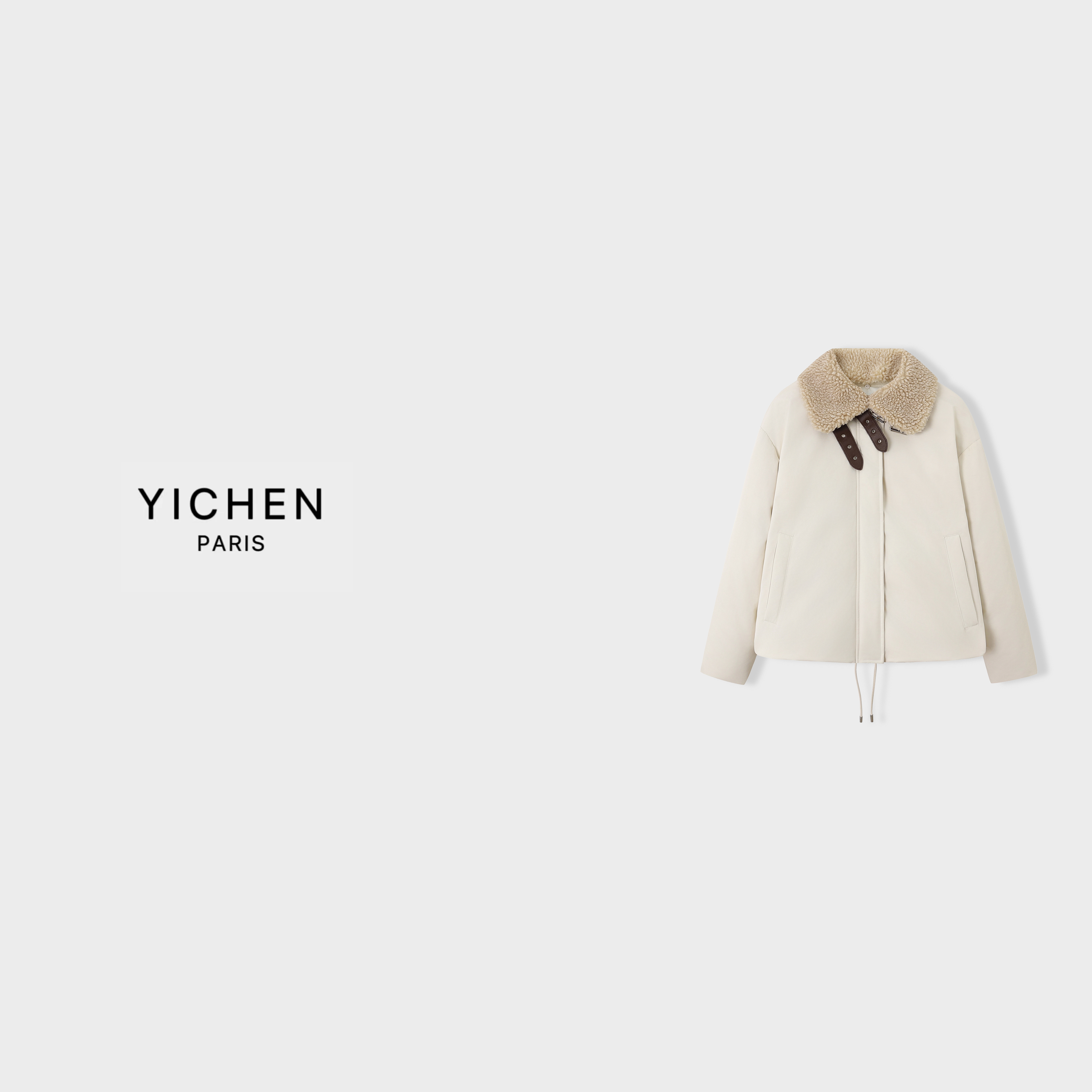 YC 米白色毛领拼接休闲风羽绒服-4161