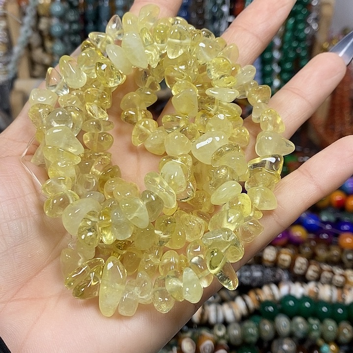 玛瑙/玉髓未镶嵌珠宝半成品天然柠檬晶绕手4圈