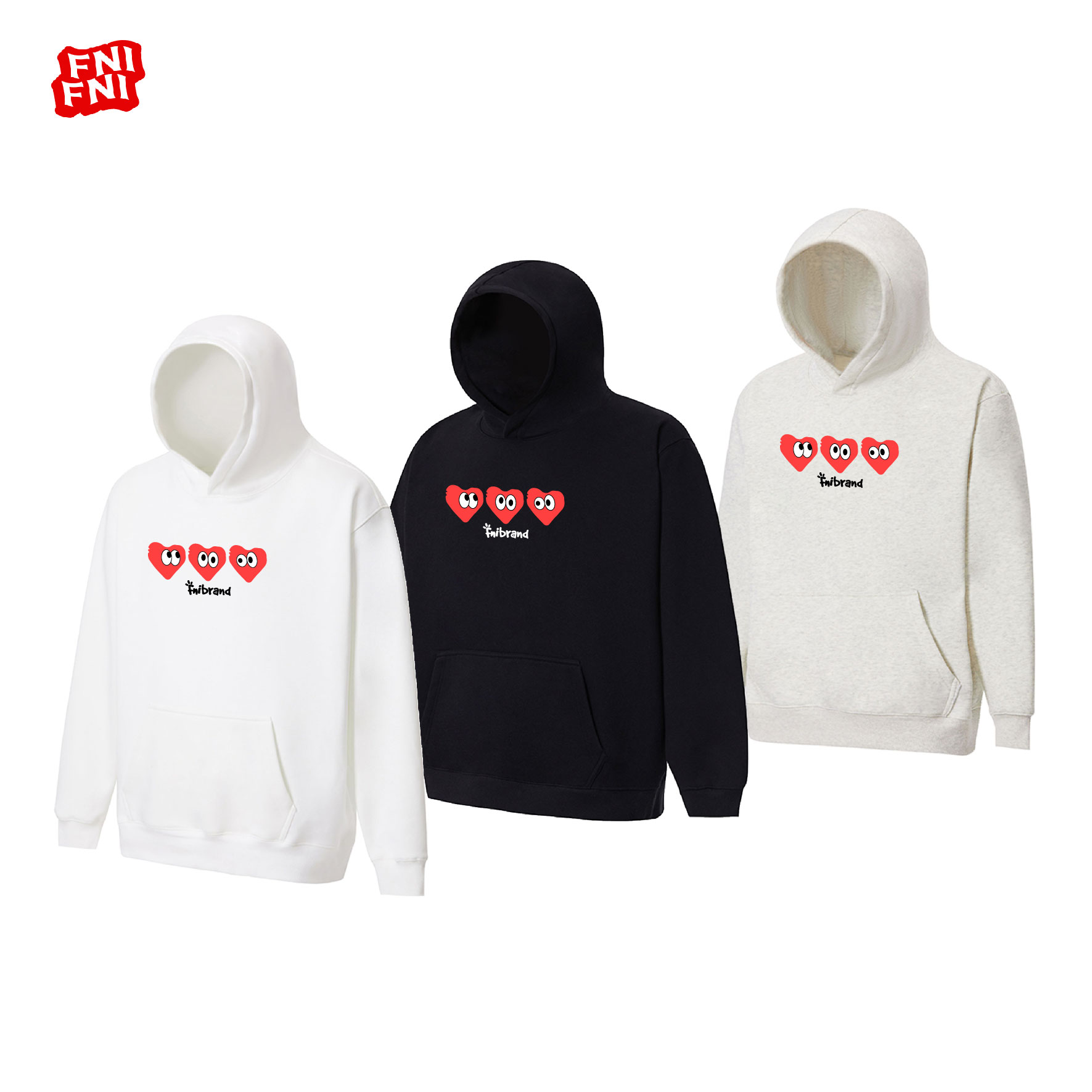 FNI红标（爱心基础）美式boxy重磅连帽卫衣男女款长袖秋冬加绒胶浆