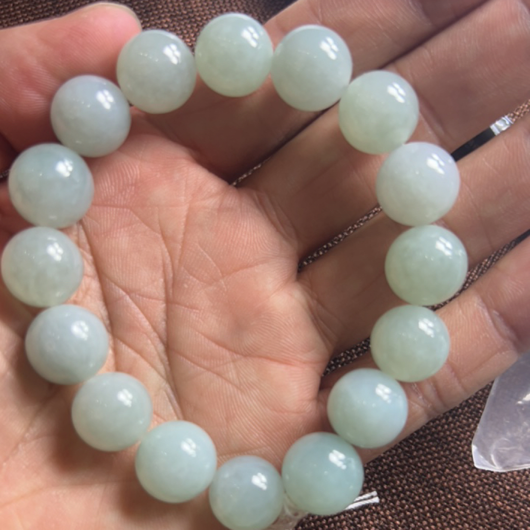 冰种圆珠手串13mm男女款单圈玉手串