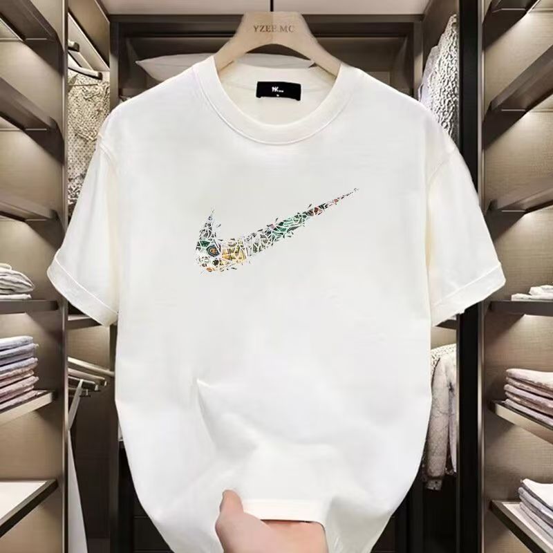 夏季纯棉短袖时尚宽松男士情侣运动潮流印花ins百搭