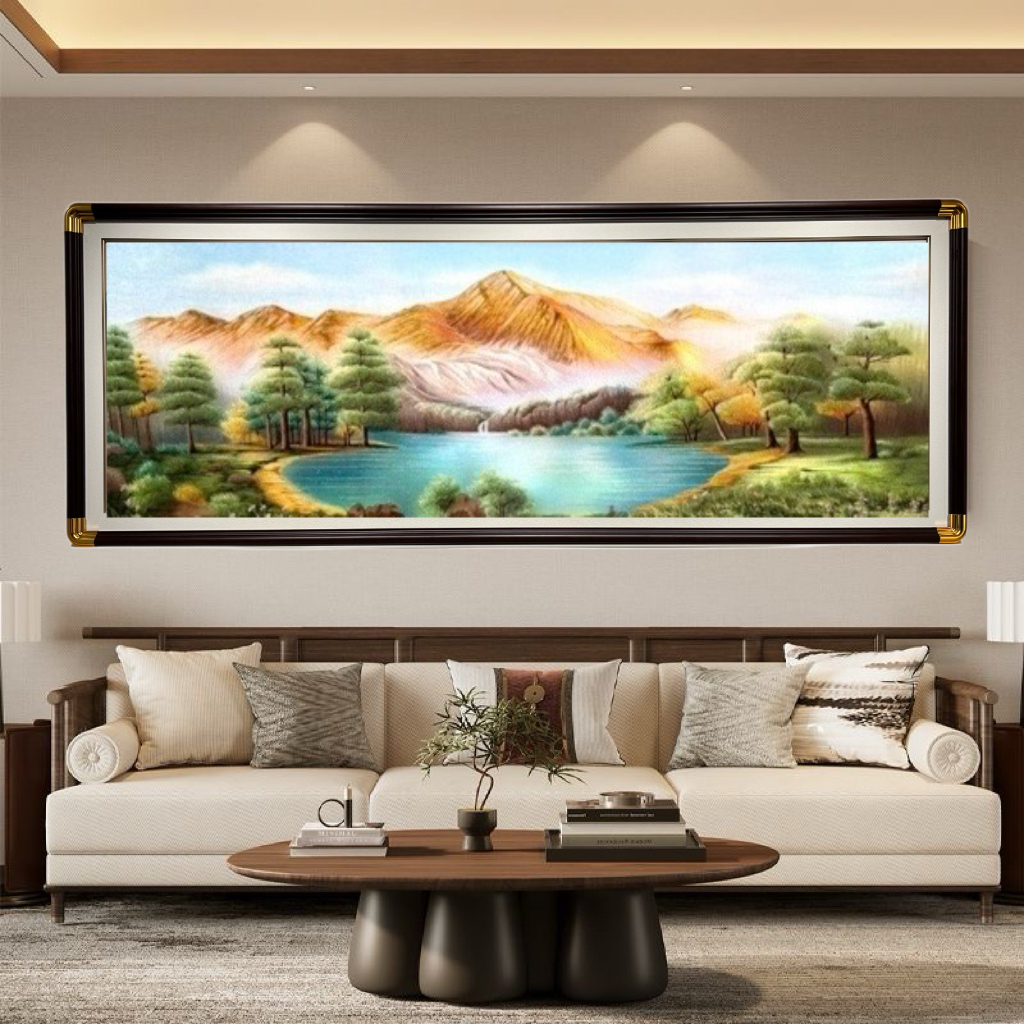 金山聚宝盆客厅沙发背景墙装饰画高级感山水挂画