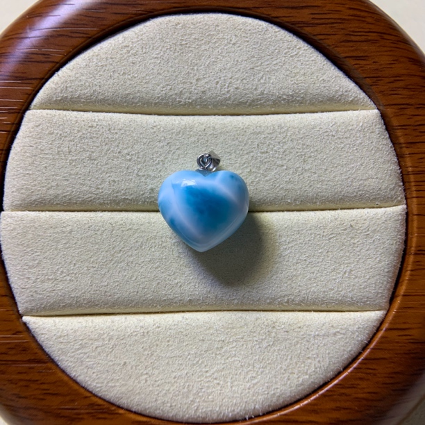 天然海纹石爱心s925银镶嵌吊坠女神礼物时尚气质简约百搭款