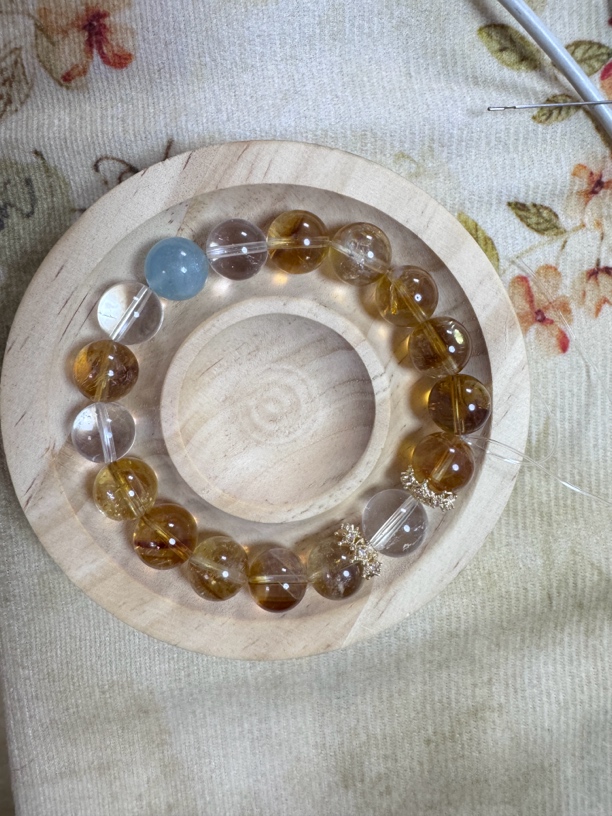 天然黄水晶搭配白水晶设计款水晶手串