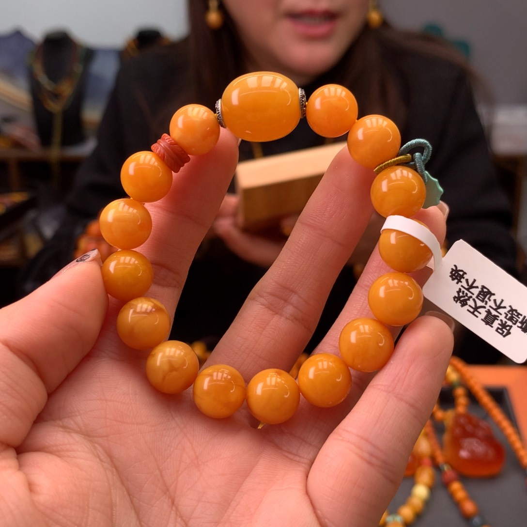 蜜蜡手串未镶嵌天然