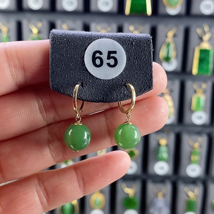 和田玉耳饰18K金镶嵌