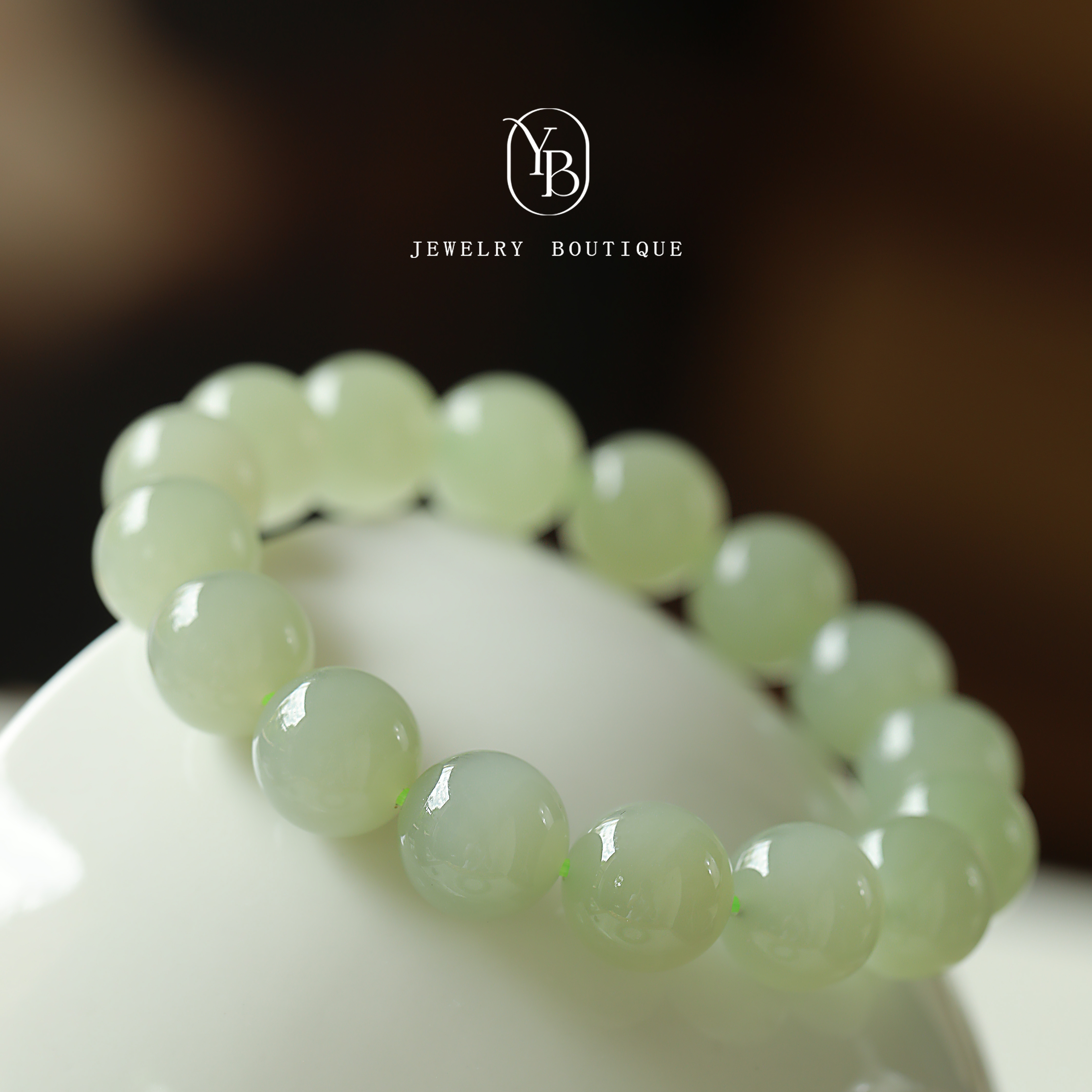 12MM冰底高货和田玉串珠手串简约女士首饰百搭盘珠礼物玉手串