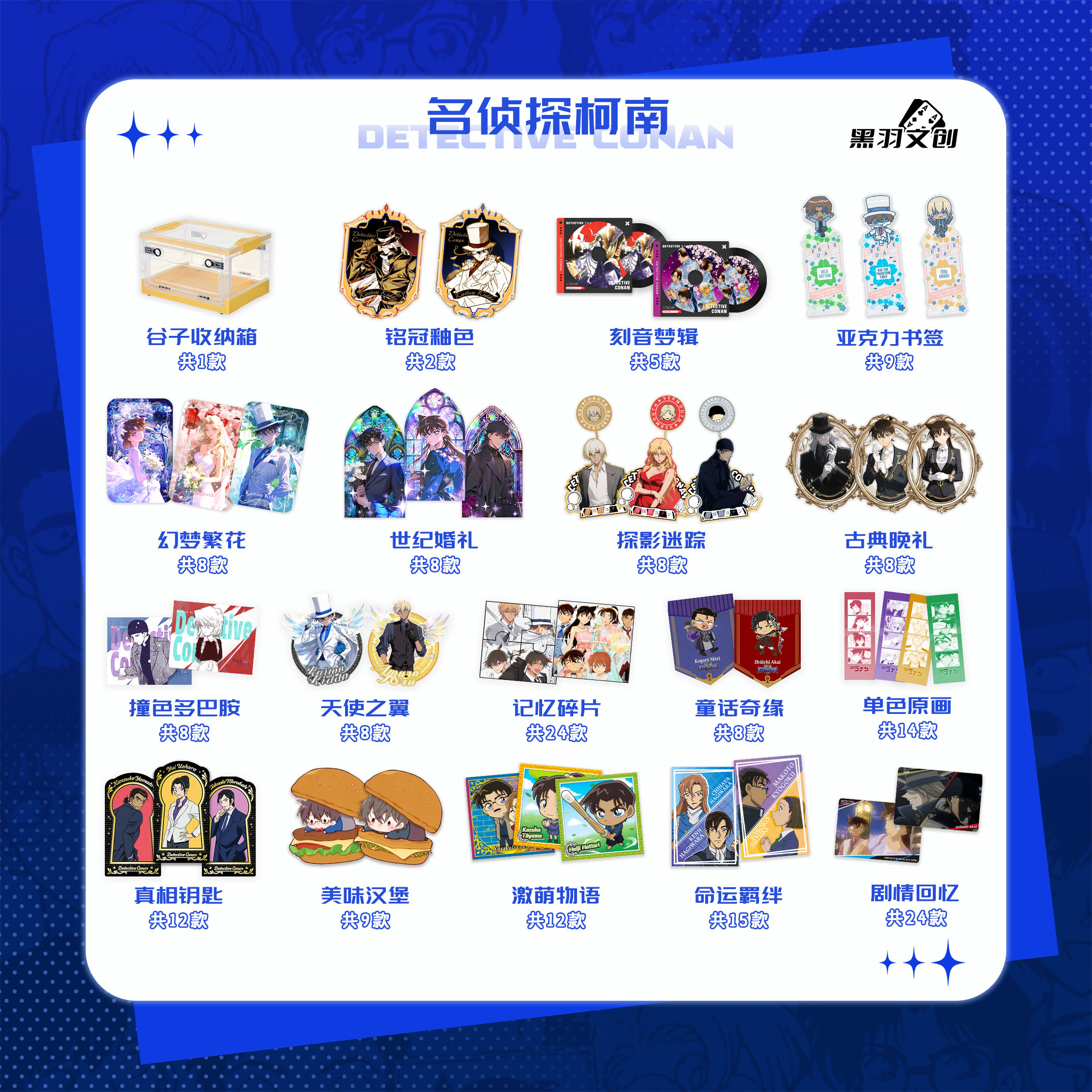 小雅【玩法】黑羽文创名侦探柯南全亚克力水晶异形冰箱贴（默认代拆）