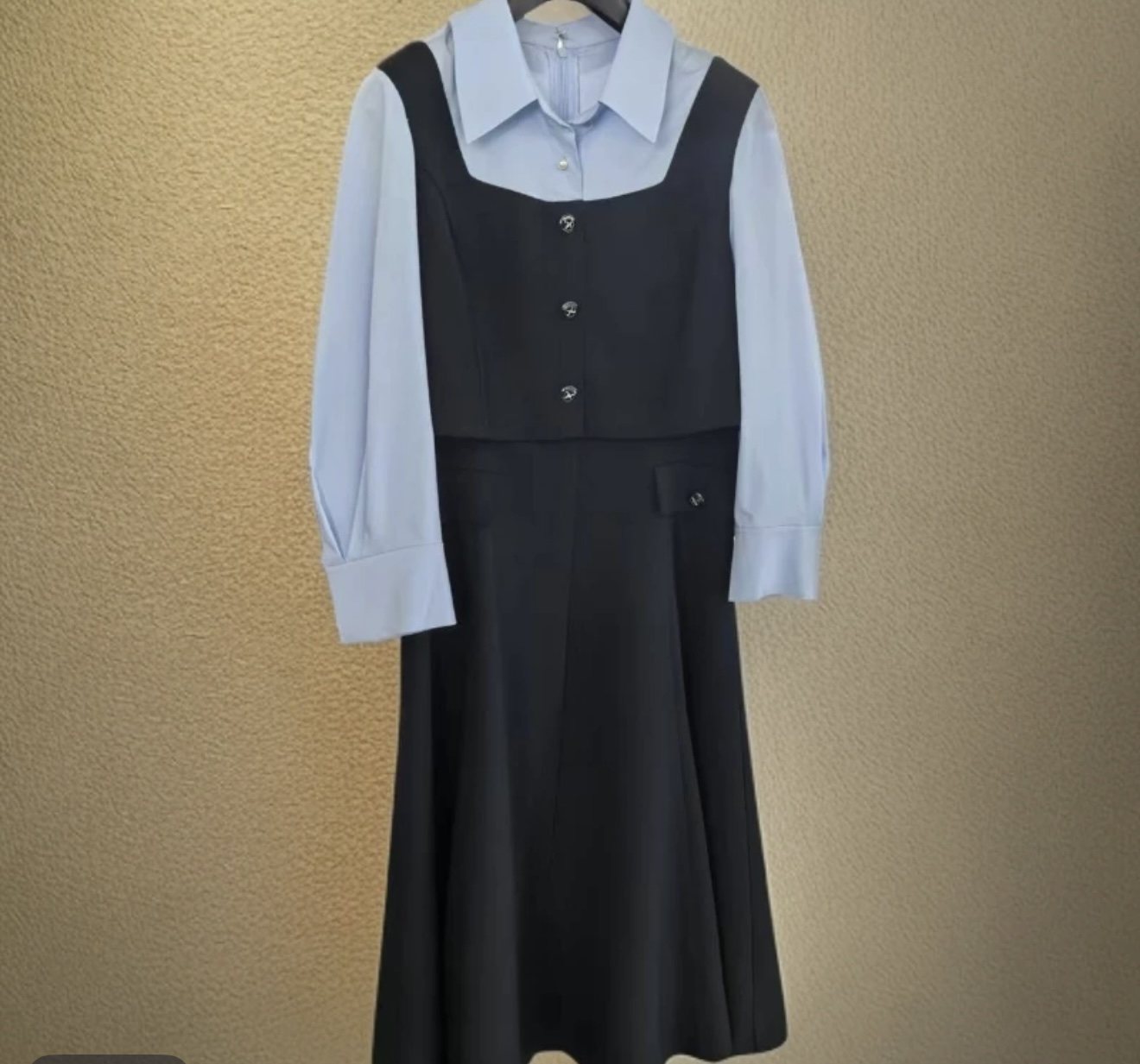 夏款女士衬衫拼接连衣裙