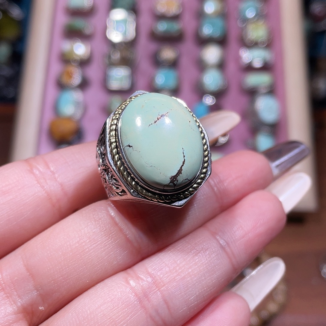 绿松石银S925镶嵌戒指戒指