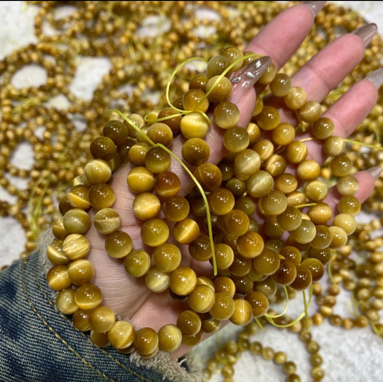 YH006-天然高品质7A金虎眼石手链手工时尚情侣手串-多样性发其一