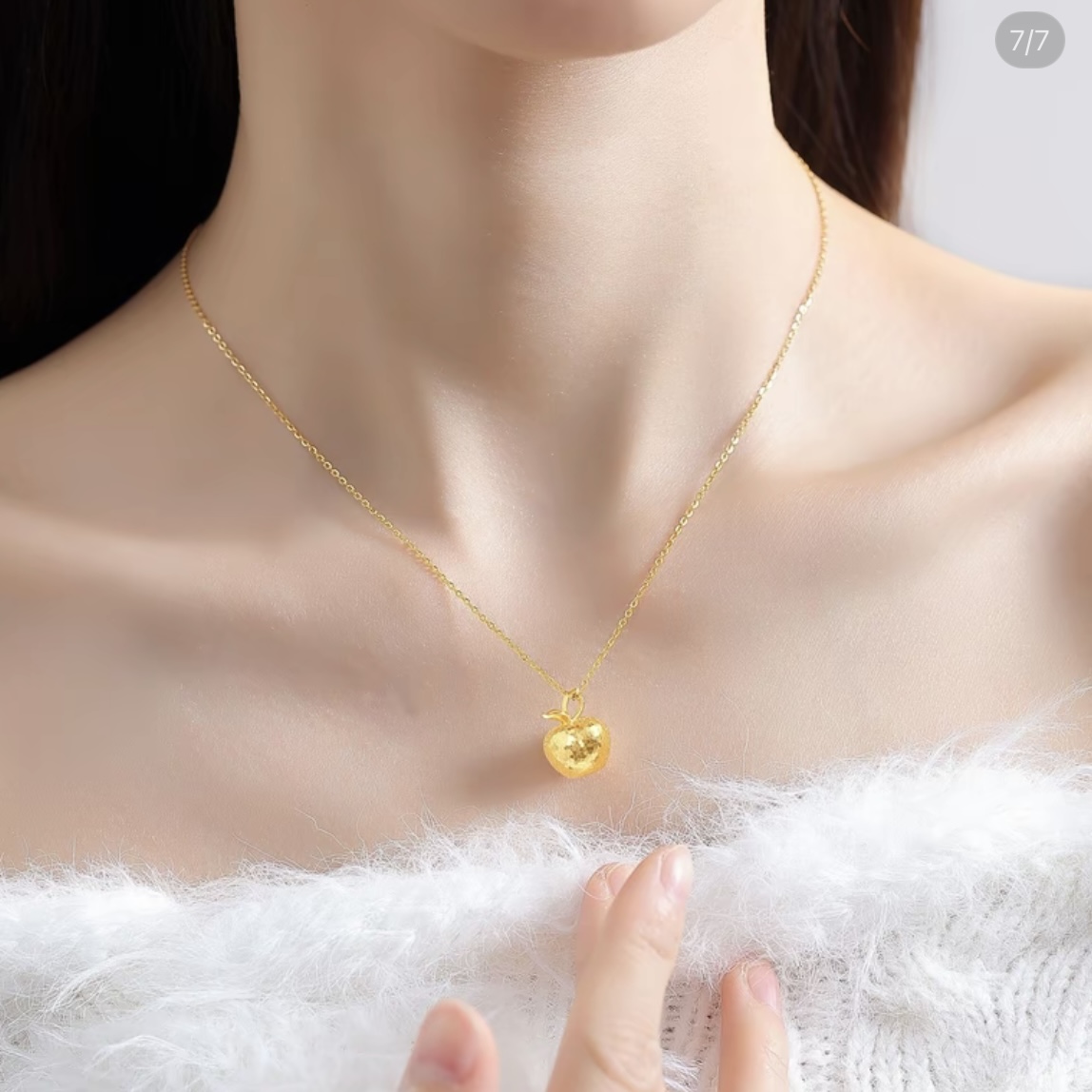 Chow Tai Seng/周大生足金碎冰冰爆闪苹果吊坠送女友（赠链）