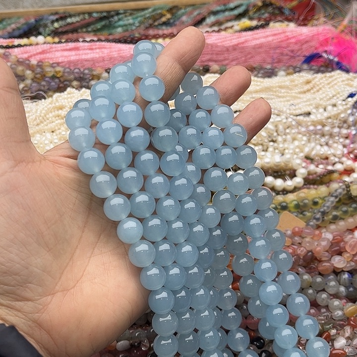 玛瑙/玉髓珠宝半成品未镶嵌一条12mm海蓝宝