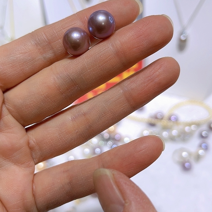 淡水珍珠紫珠耳钉未镶嵌