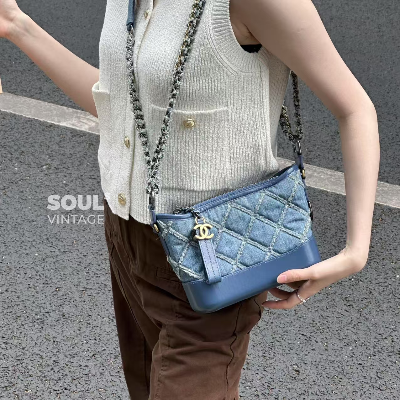 95新 Chanel/香奈儿 fl66丹宁牛仔Gabrielle流浪小号/602251841