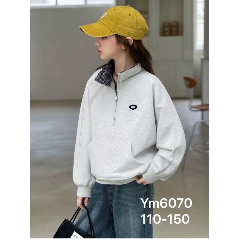 【新疆包邮】儿童新款一体绒格子拼接领卫衣T968