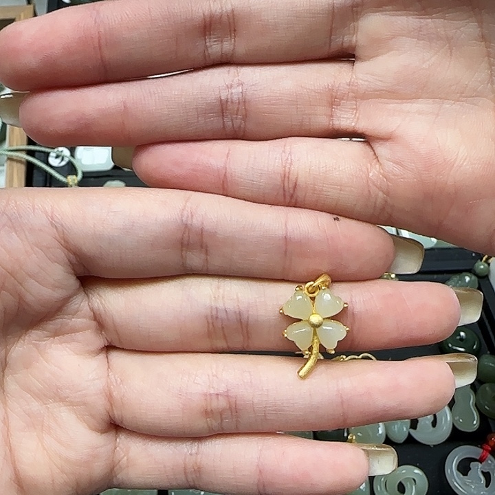 和田玉颈饰银S925镶嵌