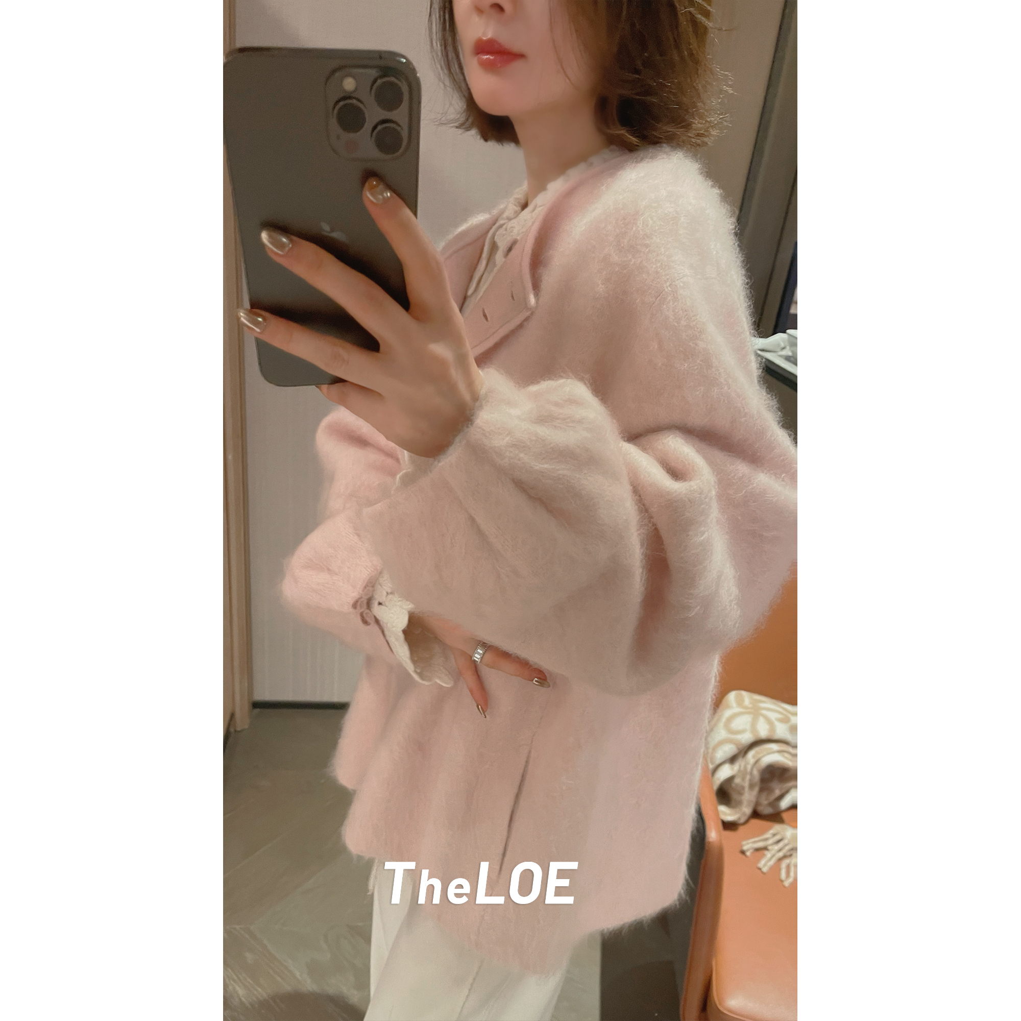 TheLOE/【真丝羊绒羊毛大衣】660g单扣设计感针织开衫#LE-YM7316